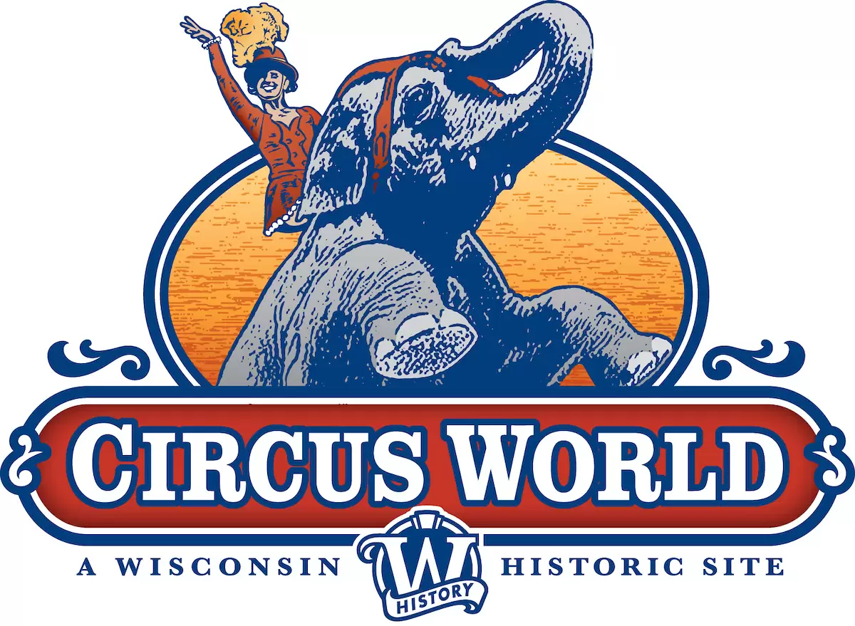 the Circus World logo in color above the text "A Wisconsin Historic Site" in blue