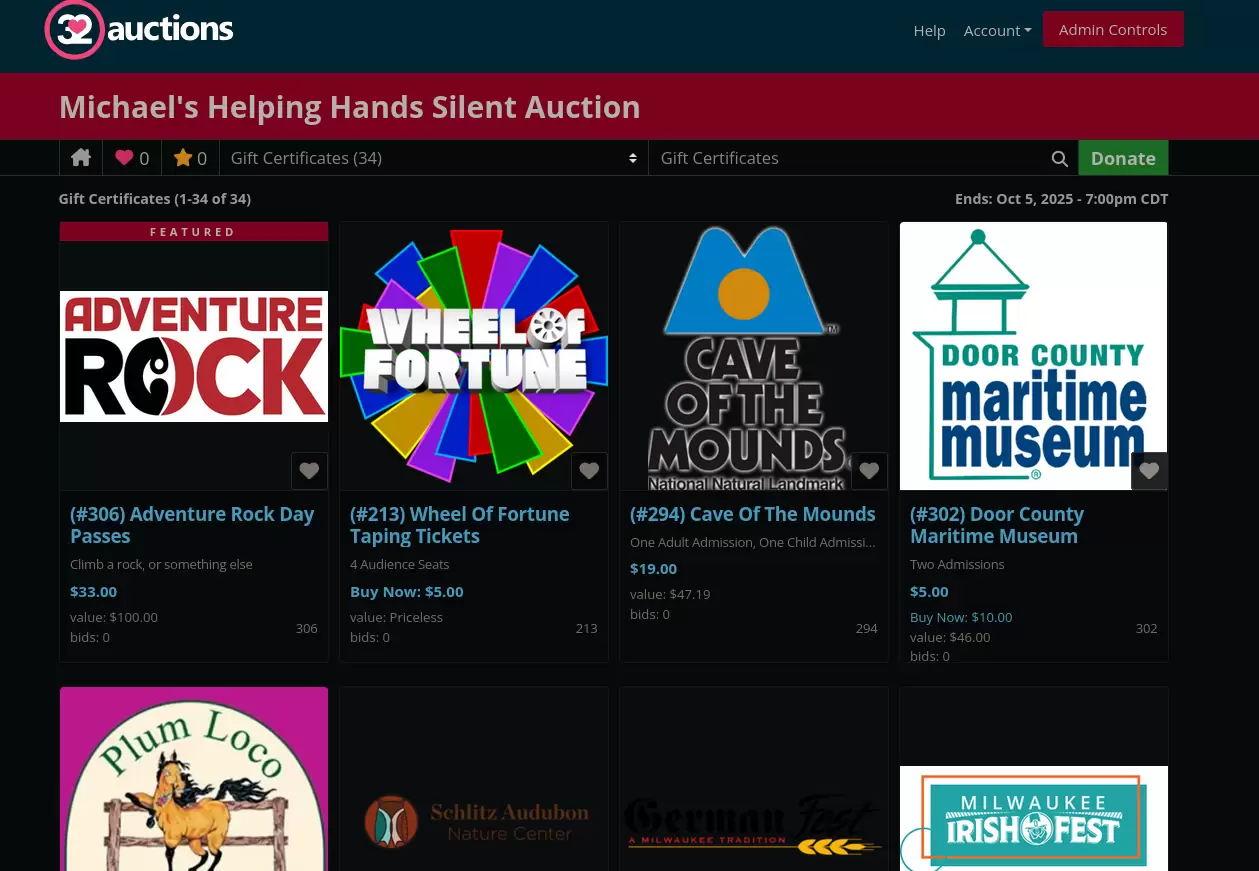 Help With Navigating the MHHF Auction Site